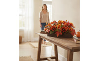 Artificial Floral Arrangement in Wooden Box Realistic Flower Arrangement with Wooden Planter Box Fake Artificial Flowers in Pot for Thanksgiving