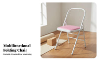Foldable Design Folding Mind-Body Chair Multi-Functional Mind-Body Assistance Stool Sturdy Steel Frame Folding Exercise Chair Padded Seat for Women, Beginners, Seniors, Home Gym