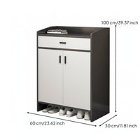 Entryway Footwear Storage Unit Large Capacity Standing Shoe Rack with Doors Space Saving Cabinet Wooden Organizer Adjustable Shelves Suitable for Homeowners Families Foyer Hallway