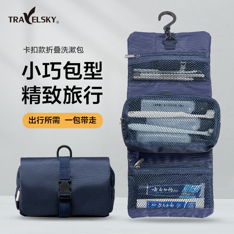 Japanese Style Folding Toiletry Bag with Hook for Travel