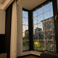 Window Film Privacy for Home Office, Static Cling Grid Pattern Window Film, Reusable Bathroom Window Film Privacy, Anti Glare Window Stickers