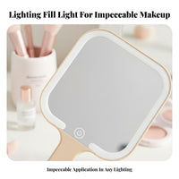 Handheld Lighted Cosmetic Mirror tap control Lighted Travel Mirror