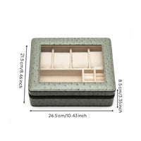 Transparent Window Watch Storage Organizer Zippered Watch Storage Box Multi-Compartment Jewelry Organizer Box Lined Interior for Dresser, Closet