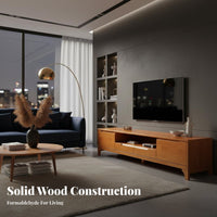 Solid Wood TV Cabinet Construction Nordic Design Media Cabinet Ample Storage Wooden TV Console with Legs for Bedroom