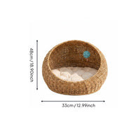 Rattan Design Feline Bed Moisture Resistant Feline Container Bed Handwoven