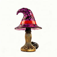 Stained Glass Witch Hat Lamp Halloween Witch Hat Night Light Sculpted for Party