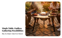 Foldable Round Grill Table Easy to Transport Foldable Cook Station for Families