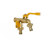 Double Outlet Outdoor Faucet High Flow Anti-Freeze Hose Bibb Independent Valves