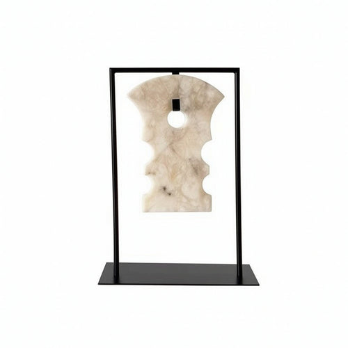 Metal Frame with Marble Insert Modern Frame with Hanging Ornament Minimalist Tabletop Decor Piece for Entryway