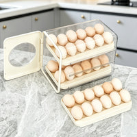 Refrigerator Egg Storage Box with Automatic Rolling Feature