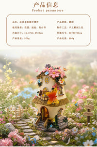 跨境太阳能发光树脂小屋户外庭院花园装饰小夜灯童话氛围创意摆件