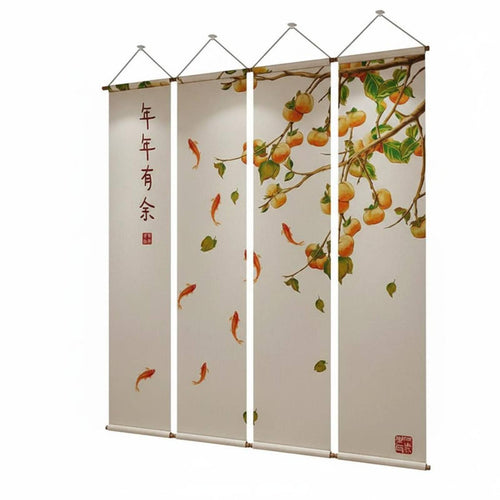Serene Art Hanging Banner Light Blocking scroll Shade Artistic Print for Study Room
