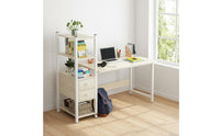 Spacious Desktop Computer Desk Bookshelf Easy Assembly Computer Desk with Hutch Sturdy Construction Study Table Shelving Unit X-Brace Support for Dorm Room