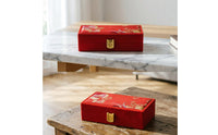 Red Velvet Gold Bar Box Secure Latch Closure Chinese Wedding Gift Box