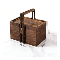 Handled Wooden Box Reusable Wooden Gift Box Burr Finish Packaging for Festivals