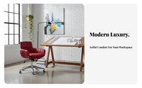 Upholstered Rotating Chair with Gold Base Genuine Leather Home Seating Ergonomic Shape Easy Assembly for Professionals