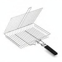 Electroplated Finish Folding Barbecue Grill Basket Long-Lasting Rectangular Wire-Mesh Grill Basket Locking Mechanism Outdoor Cooking Rustproof