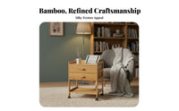 Rolling Nightstand with Drawers Easy to Assemble Bedside Cabinet Multi-Purpose