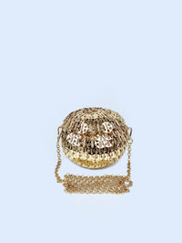 Silver Sequin Handwoven Spherical Box Bag