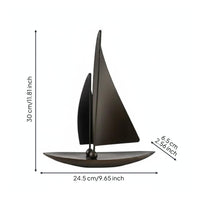 Desktop Sailboat Statue Artistic Metal Sailboat Sculpture Modern for Office Desk