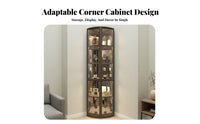 Space-Saving Fan-Shaped Corner Unit Sturdy Construction Fan-Shaped Display Unit Tempered Glass Doors Storage Cabinet Dust-Proof Design for Wine Collectors, Homeowners, Apartment Dwellers, Living Room, Home Bar, Small Areas, Hallway