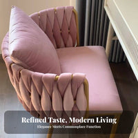 Scalloped Back Seat Soft and Comfortable Woven Back Armchair for Bedroom, Adults
