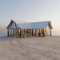 Large Hotel Tent Sturdy Frame Glass Wall Resort Cabin Spacious Interior Tensile Membrane Shelter for Campsite Owners, Tourist Resorts, Campsites