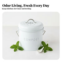 Odor Filtering Compost Pail Leak Resistant Countertop Compost Pail Indoor Food Waste Container Portable Handle for Pet Owners