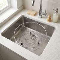 Round Draining Basket in 304 Stainless Steel, Multi-Functional Kitchen Sink Basket, Freestanding Vegetable Washing Basin for Vegetables Fruits