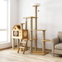 Cat Activity Center and Climbing Frame with Space Capsule Cat Bed, 5-Level House Featuring Ladder and Hammock, Multi Level for Large Indoor Cats