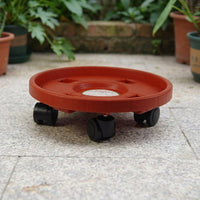 Plant Trolley with Round Tray and Drainage, Heavy Duty Pot Stand for Large Flower Pots, Indoor and Outdoor Plant Stand, Simple Design