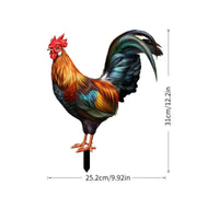 Cock Garden Stake Printed Cock Ornament with Stake Decorative