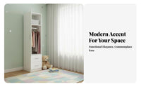 Minimalist Design Single-Door Closet Space-Saving Narrow Armoire with Drawer Compact Design Wardrobe Multi-Compartment for Children, Apartment Dwellers, Homeowners, Bedroom, Small Areas, Dorm Room, Home Office