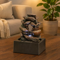 Desktop Waterfall Retro Style Tabletop Humidifier Waterfall Humidifying Home Decor for Desk