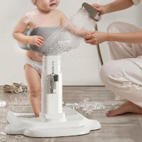 Hands-Liberated Adjustable Baby Bath Stand Multi-Functional Baby Standing Shower Stand Non-Slip Base Infant Upright Shower Aid for Bathroom