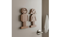 2 Pieces Wooden Toilet Sign Set Decorative Gender Symbol Door Signs for Cafe