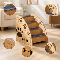 Solid Wood Pet Stairs for Cats and Dogs, Multi-level Ramp for Beds and Sofas, Non-slip Steps for Small and Elderly Pets