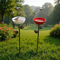 2 Pieces Metal Bird Feeder Decorative Outdoor Decor Weather-Resistant