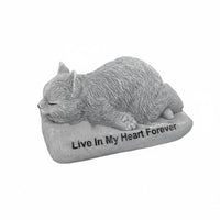 Indoor Outdoor Use Pet Remembrance Statue Hand-Carved Look Resin Cat Grave Marker Heartfelt Inscription