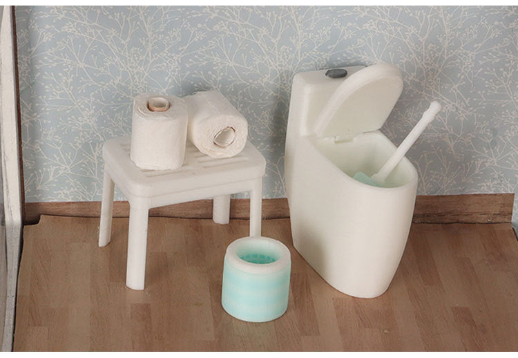 Miniature Simulation Toilet Paper Model Dollhouse Bathroom Scene Decor Set