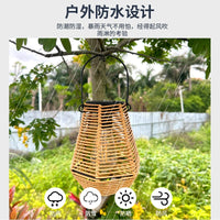太阳能灯铁艺藤编挂灯户外庭院花园露营草坪阳台悬挂灯火把灯露营