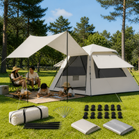 Jiangyu Outdoor Camping Tent with Tarp, Portable Folding 2-in-1 Shelter for Overnight Camping