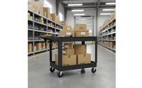 Easy to Clean 2-Tier Utility Trolley Sturdy 2 Tier Utility Trolley Large Capacity Multipurpose Rolling Organizer Multi-Functional for Restaurant, Warehouse, Workshop, Garage