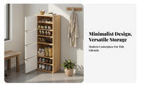 Space-Saving Narrow Shoe Cabinet Dust-Proof Vertical Shoe Storage Rack Large Capacity Slim Corner Storage Shelf Sturdy Shelving for Apartment Dwellers, Families, Homeowners, Small Areas, Hallway, Closet, Bedroom