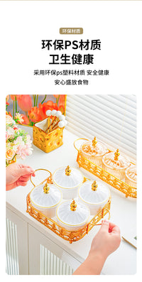 Eco-Friendly Plastic Compartment Snack Tray with Lid