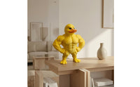 3D Printed Duck Figurine Muscular Duck Decor Figurine Funny Animal Statue Meme for Collectors, Gamers, Office Desk, Shelf, Bedroom
