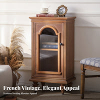 Wooden Nightstand with Glass Door French design End Table centuryera Modern Design adaptable Use for Living Room, Small areas