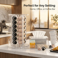 Coffee Capsule Holder, Clear Acrylic Freestanding Pod Stand, Rotating Storage Rack for Kitchen Counter, Organizer for Office