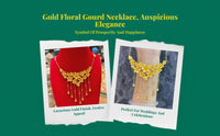 Gold Floral Gourd Locket Necklace, Statement Layered Choker, Elegant Wedding Jewelry Gift