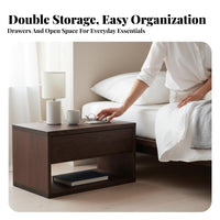 Bedside Cabinet with Drawer and Shelf Minimalist Design for Homeowners, Couples